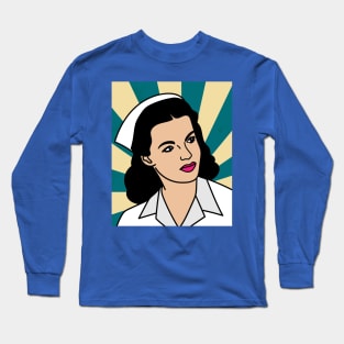 Colorful And Pretty Retro Nurse Long Sleeve T-Shirt